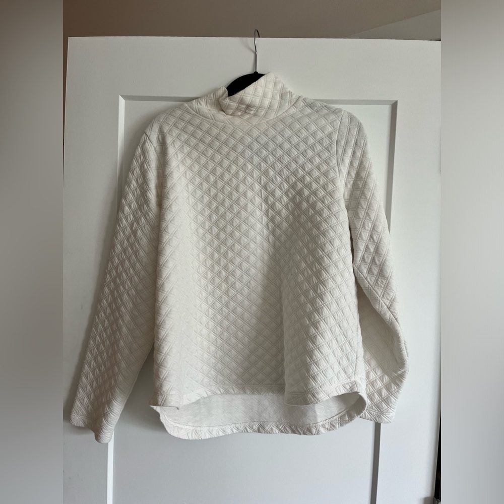 J Crew Quilted mock-neck pullover- size large